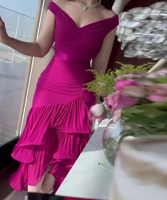Womens Dresses 2025 Spring New Sweet Style Solid Color High Waist Ruched V-Neck Sleeveless Casual Ruffle Hem Daily Long Dress