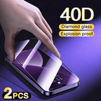 40D High Quality Full Cover Screen Protector For iPhone 14 13 12 11 PRO MAX Tempered Glass For Iphone XS XR X14 13 12 Mini Plus  Tempered Glass Screen Protector Compatible For iPhone Stevvex