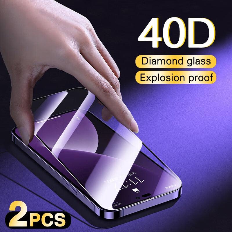 40D High Quality Full Cover Screen Protector For iPhone 14 13 12 11 PRO MAX Tempered Glass For Iphone XS XR X14 13 12 Mini Plus  Tempered Glass Screen Protector Compatible For iPhone Stevvex