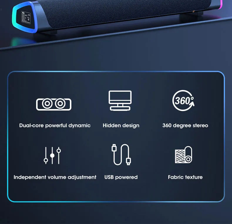 Wireless Bluetooth Speaker 4D Stereo Soundbar Home Surround Speakers for Laptop Projector PC Music Player Aux 3.5mm Wired USB Lootquake LLC