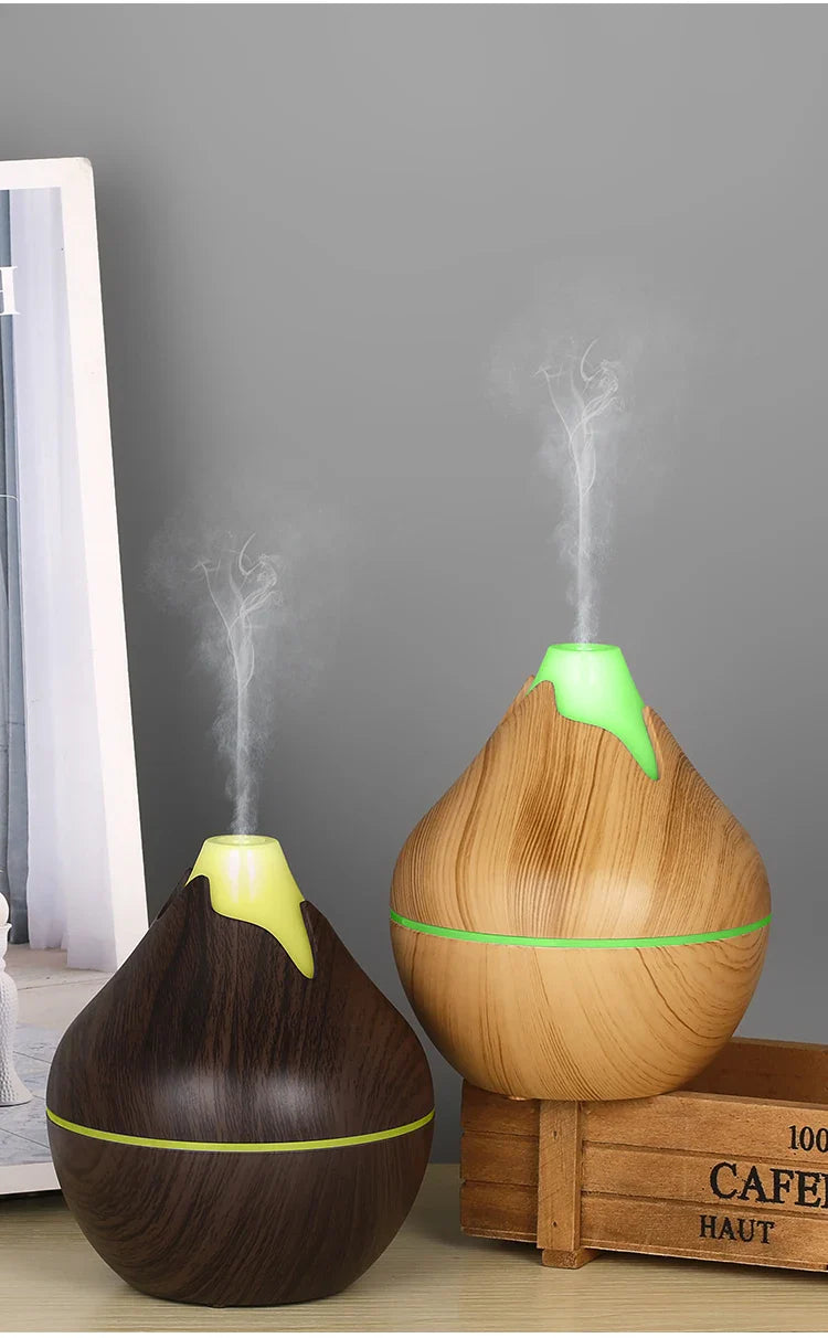 350ML USB aroma oil diffuser wood electric humidifier ultrasonic air humidifier mini aromatherapy LED light mist maker for home Lootquake LLC