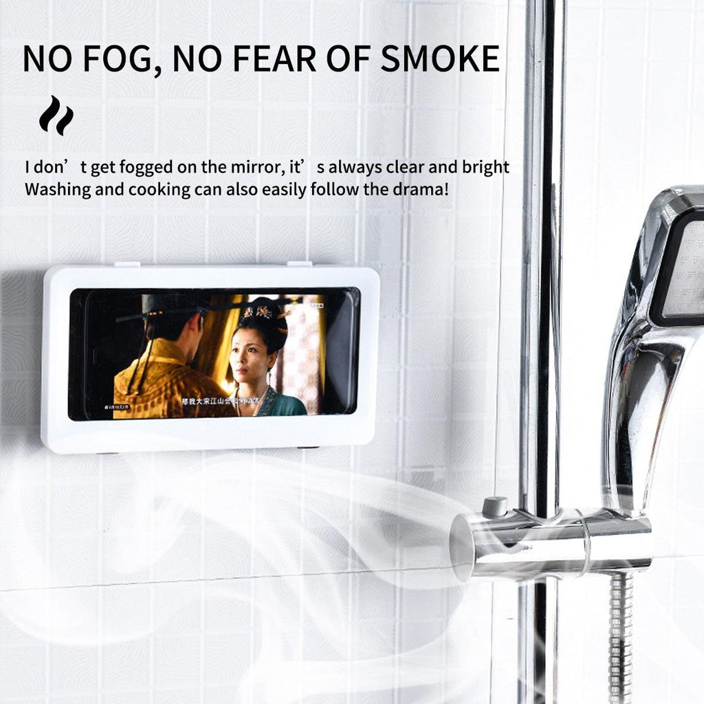 White Phone Holder Waterproof Phone Case Bathroom Shower Phone Holder Stand Box Wall Mounted Shower Case Bracket Full Body Waterproof Shockproof Phone Case Clear Protective Cover Case Stevvex