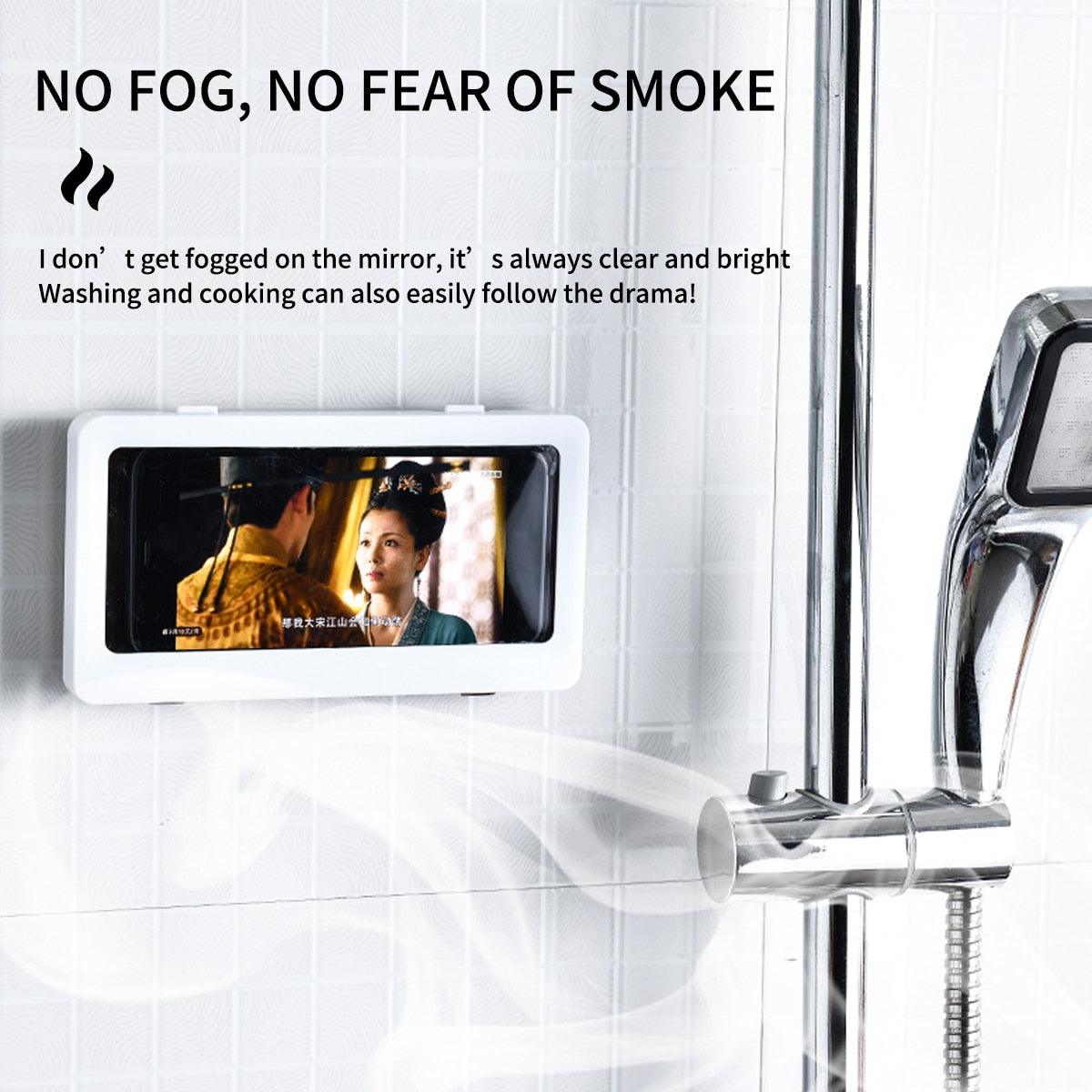 White Phone Holder Waterproof Phone Case Bathroom Shower Phone Holder Stand Box Wall Mounted Shower Case Bracket Full Body Waterproof Shockproof Phone Case Clear Protective Cover Case Stevvex