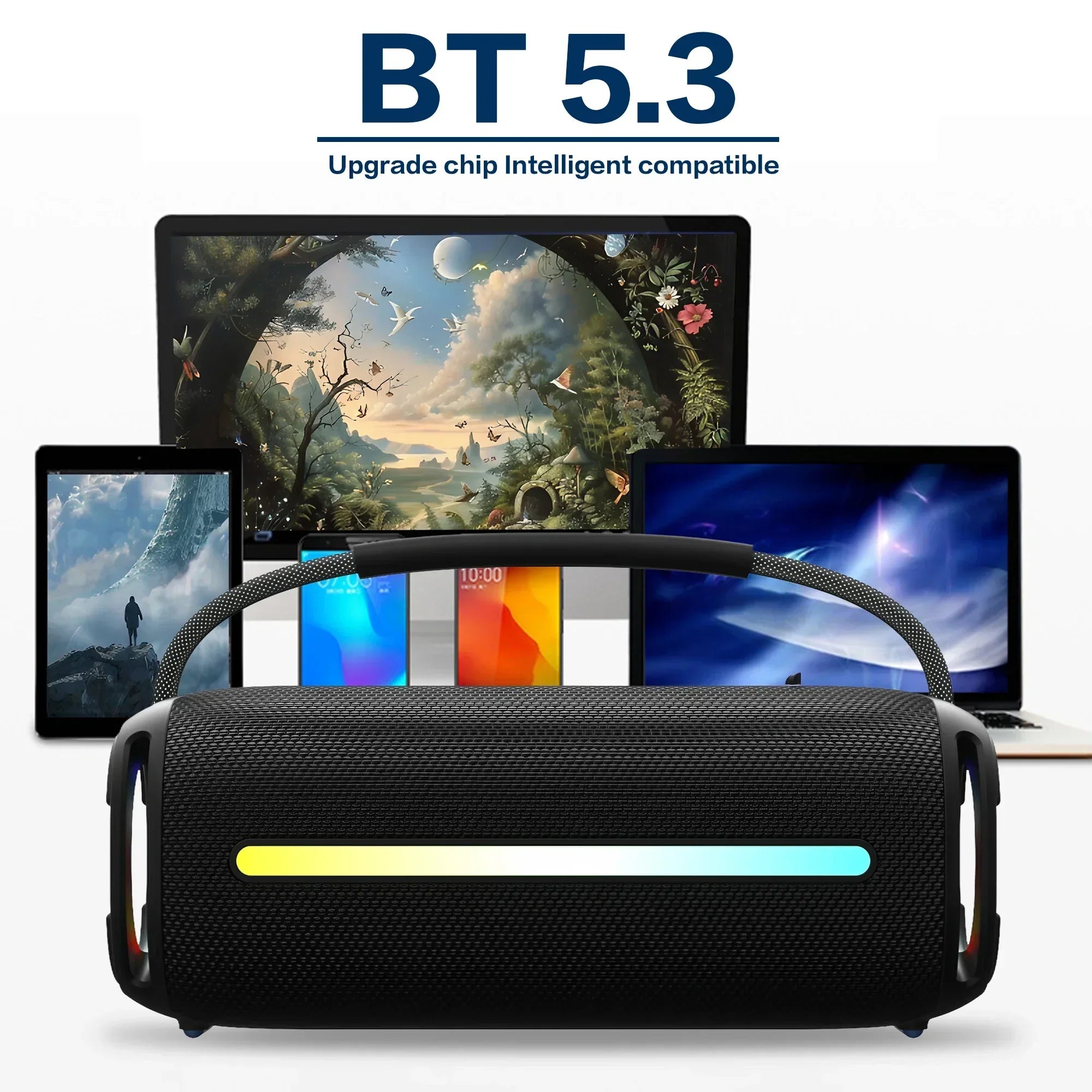 Outdoor Portable Bluetooth 53 Wireless Speaker IPX6 Waterproof High Power Audio RGB Lantern Subwoofer Lootquake LLC