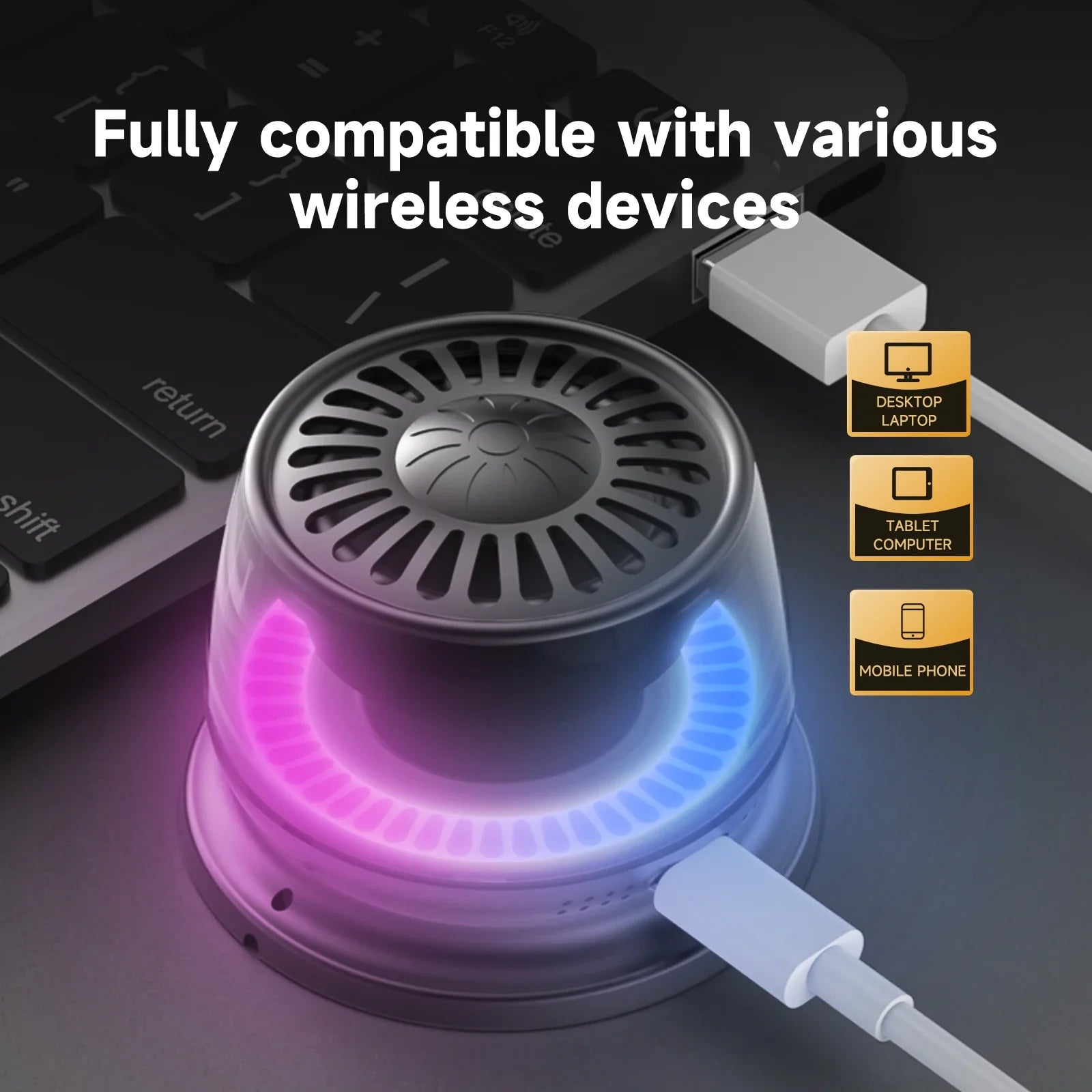 Wireless Bluetooth speaker Gift Magnetic bracket portable High-sound quality TWS interconnected LED color light mini speaker Lootquake LLC