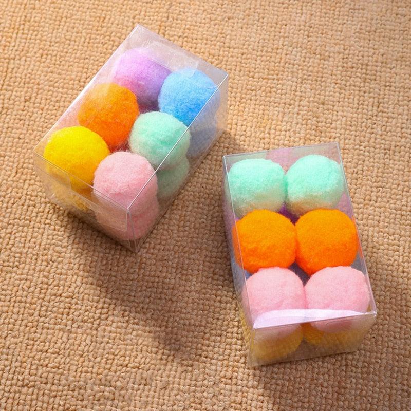 12Pcs/lot Funny Cat Toys Stretch Plush Ball Toys for Cats Colorful Interactive Cat Pom Pom Kitten Toy Pet Supplies  Plush Balls for Training and Kitten Play Stevvex