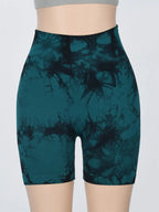 Women's Tie Dye Ruched High Waist Sports Shorts