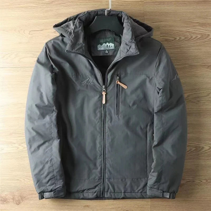 Waterproof Fleece Lined Warm Jacket Outdoor Hiking Trekking Jacket with Hood Spring Autumn Windbreaker Hooded Jacket Mens Coats