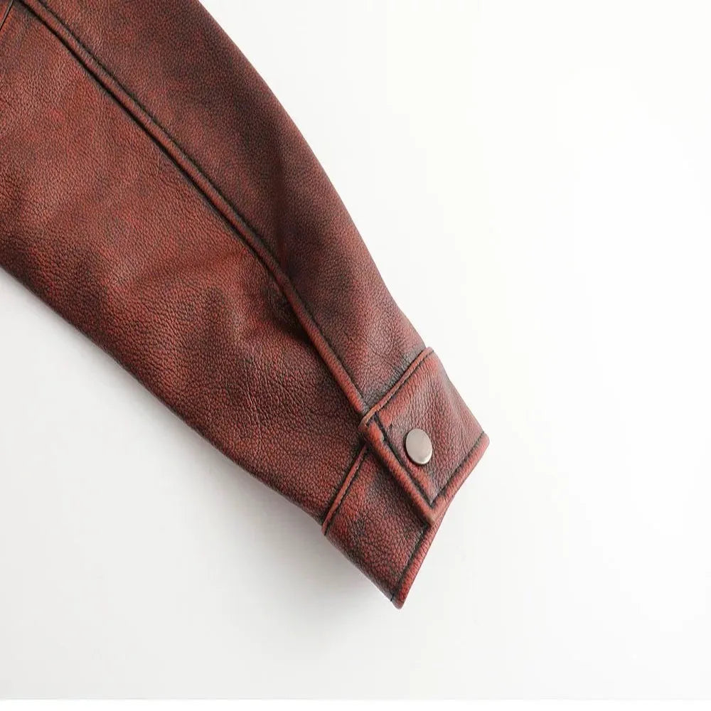 M65 Top Layer Cowhide Jacket  Fashion SlimFit Stand Collar Leisure Bomber Jacket 100% Genuine Leather Men's Vintage Short Pi-Mart