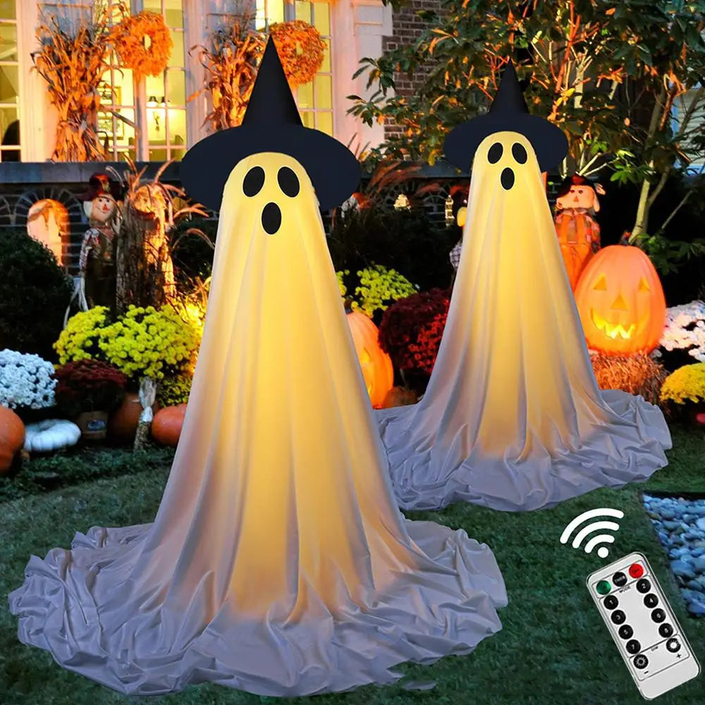 Lighted Spooky Ghost Decor Scary Standing Ghost with LED String Lights Home Porch Garden Yard Lawn Party Halloween Decorations Lootquake LLC