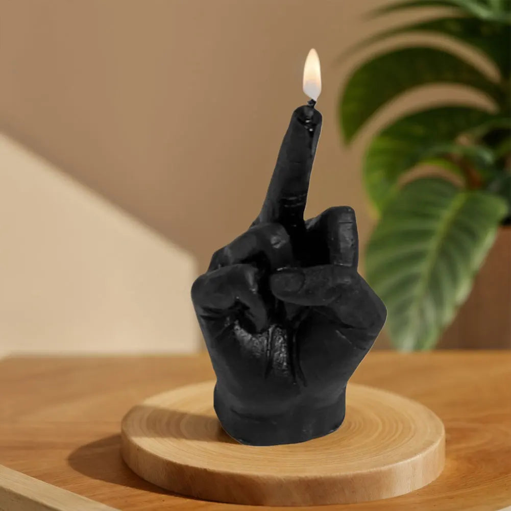 Middle Finger Shaped Model Scented Candle Funny Candle Statues Desk Decoration Hand Gesture Candle for Home Bedroom Supplies
