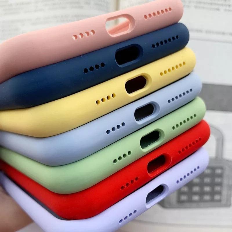 Unique Solid Color Soft Silicone Phone Cases For iPhone 13 12 11 14 Pro Max X XR XS Case For iPhone 12 13 Pro 7 8 SE Cover Silicone Phone Cover Ultra Slim Shockproof Protective Case for iPhone 14 Stevvex