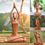 Wooden Yoga Meditation Statue Handmade Abstract Pose Sculpture Wood Carving Creative Tabletop Ornaments Living Room Galleries Lootquake LLC