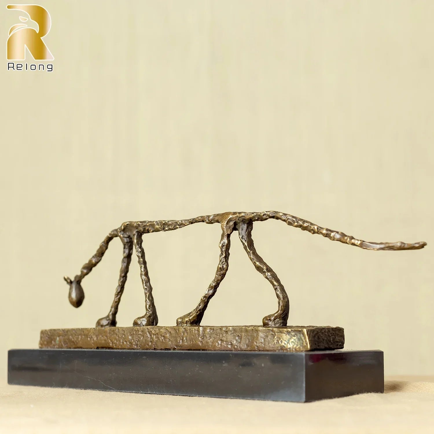 Bronze Cat Statue Abstract Cat Sculpture Classical Giacometti Art Reproduction Skeleton Animal Statue For Home Decor Collection Lootquake LLC
