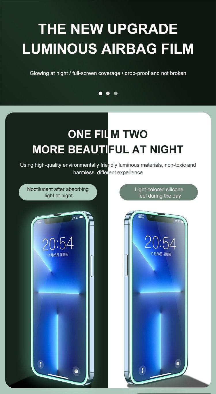2Pcs Luminous Protective Glass For iPhone 14 13 12 11 Pro Max X XR XS Screen Protector For 7 8 6 Plus SE3 Glowing Tempered Glass  Luminous Glowing Tempered Glass Screen Protector for iPhone Stevvex