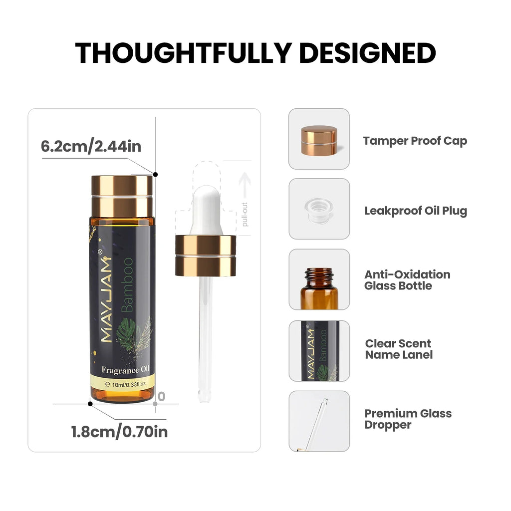 MAYJAM Fragrance Oils with Dropper Bamboo Bay Rum Forest Pine Fresh Cut Grass Rain New Aroma Oils For Humidifier Diffuser Lootquake LLC