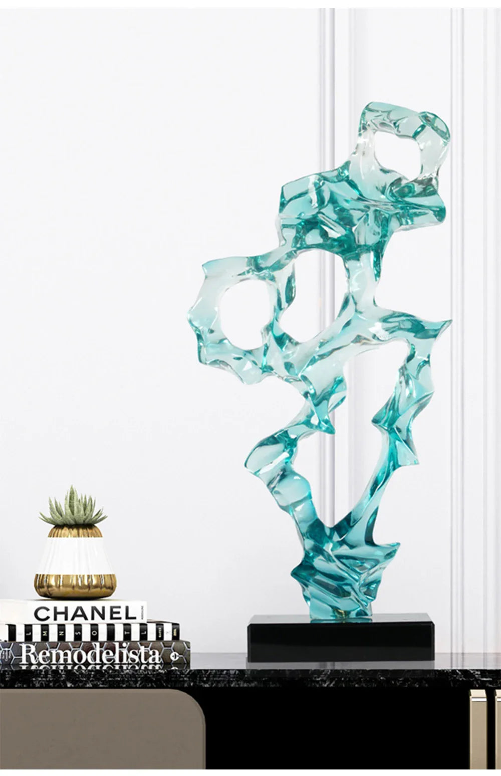 Abstract Art Sculpture Electroplating Transparent Resin Craft Model Modern Home Decor LivingRoom Office Desktop Statue Ornaments Lootquake LLC