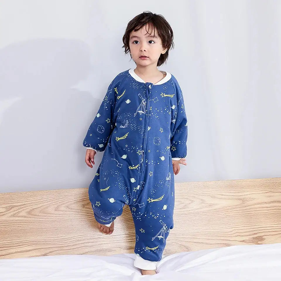 Baby Sleeping Bag Cute Flowers Print Toddler Sleepwear Walk Play Pajamas 2.5Tog Thick Winter Keep Warm Sleepsack 1-4 Years