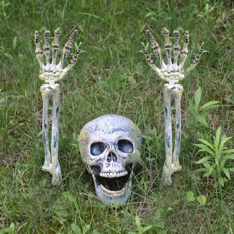 2025 Halloween Decoration Scary Skull Skeleton Hand Bone Realistic Skull Pile Yard Lawn Pile Garden Cemetery Home Decor Lootquake LLC