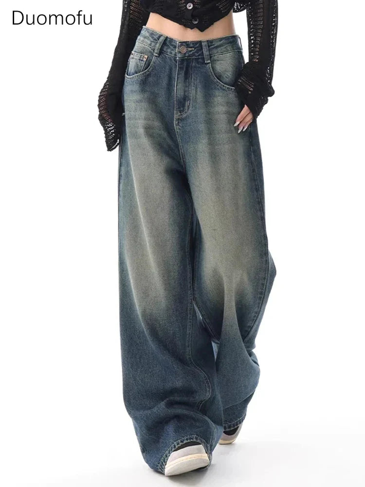 Duomofu Autumn Vintage Chicly Slim Button Female High Waisted Jeans American Basic Simple Casual Fashion S-XL Baggy Jeans Women Lootquake LLC