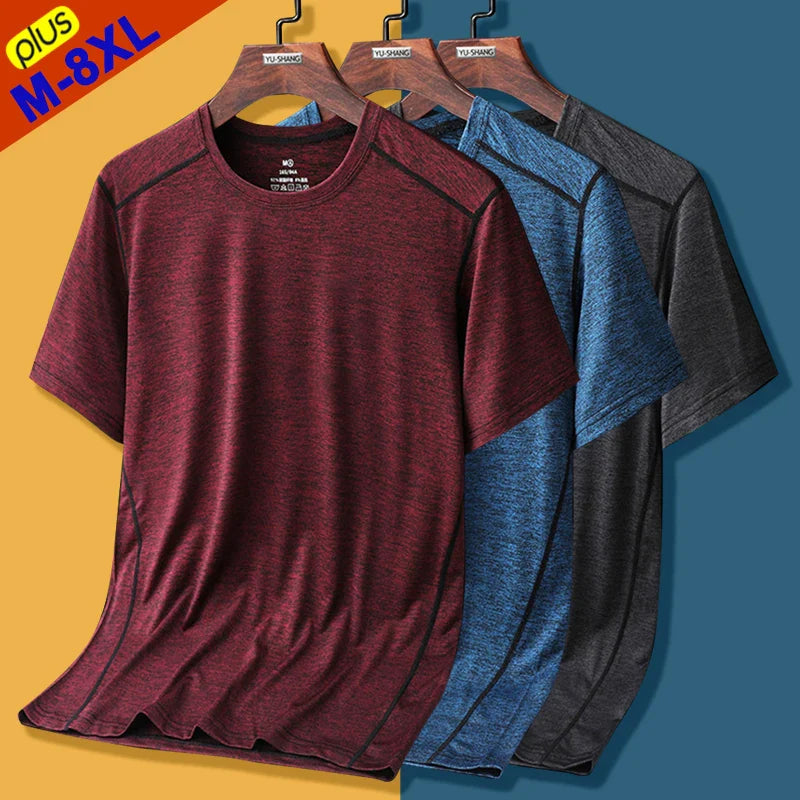 Good Quality T-Shirts Men Plus Size 8XL Summer Male Tshirt Female Camping Tee Shirt Breathable Traveling Basic Sports Tops Tees
