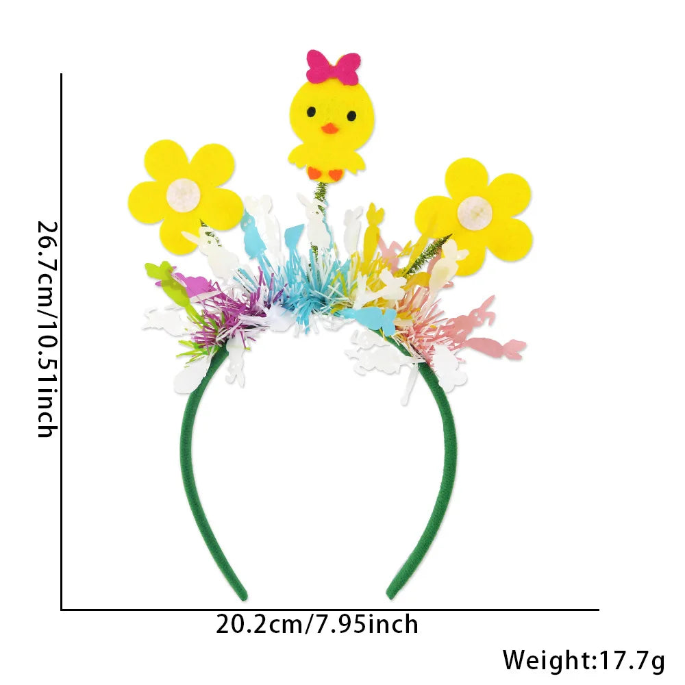 Easter Rabbit Headband with Colorful Egg Strip And Button Holiday Party Accessory Egg Chick Headdress for Easter Celebrations Lootquake LLC