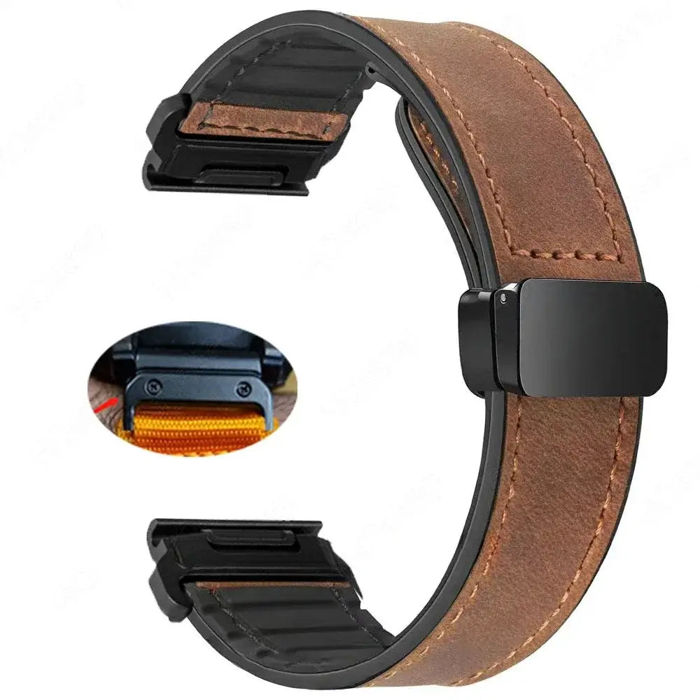Garmin Soft Leather Band - Magnetic Buckle QuickFit Design - SJB-DIAMOND ELITES