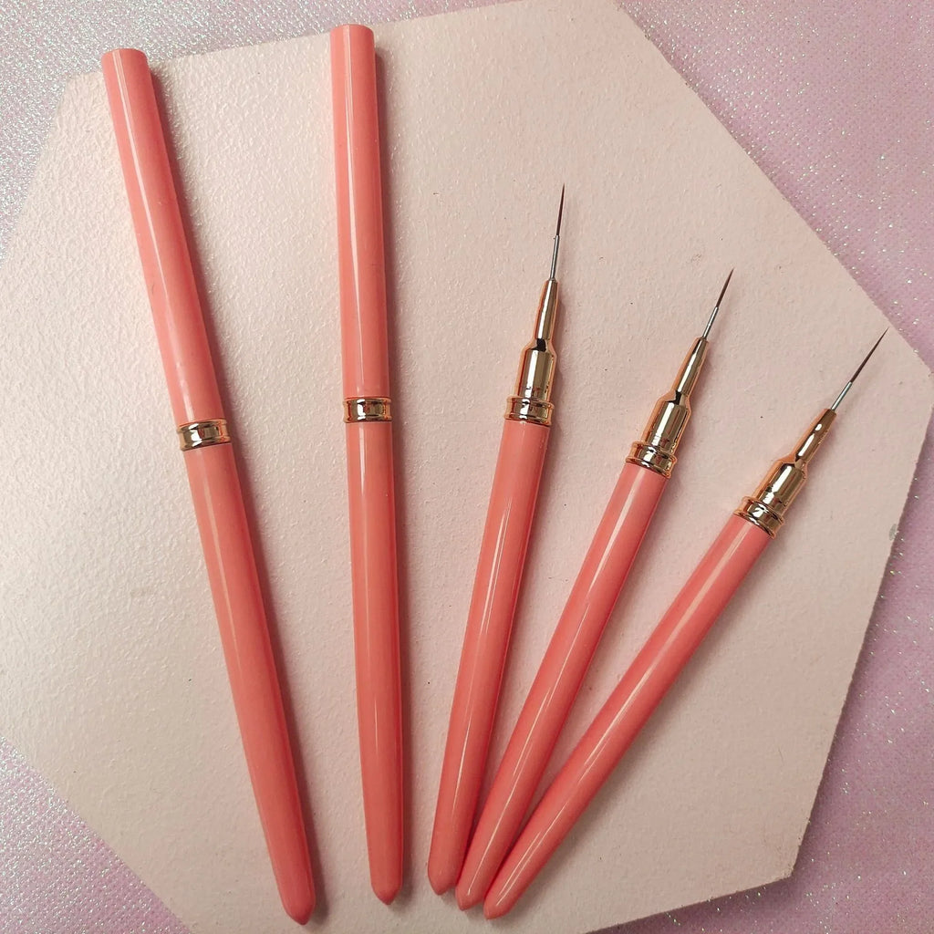 5Pcs Professional Nail Paint Liner Brush Set Small Polish Design Technique Fine Line Stripe Brushes for Nail Art Detailing