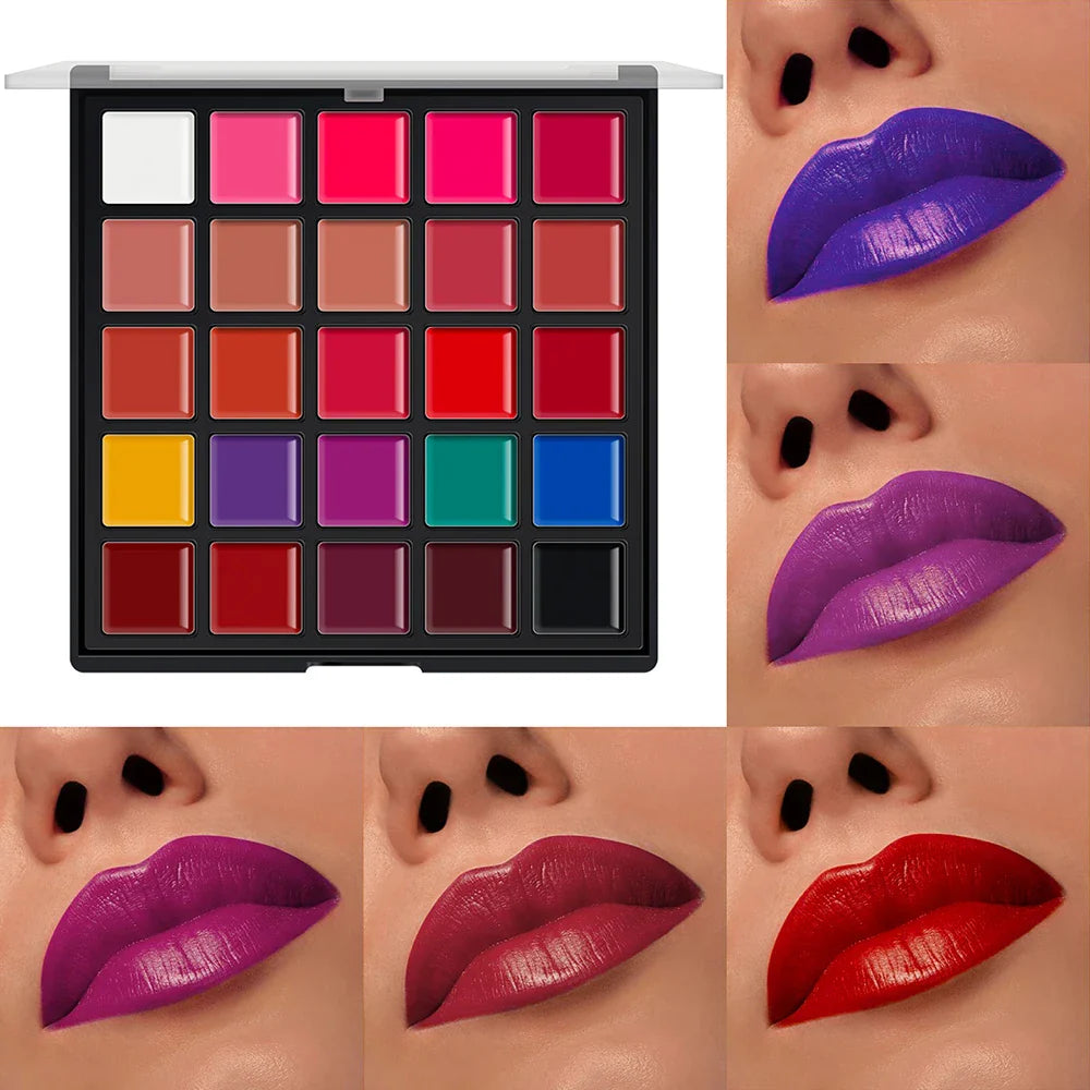 25 Color Lipsticks Palette Waterproof Long Lasting Pigment Moisturizing Cosmetic Makeup Lipgloss Palette Professional Cosmetic Lootquake LLC