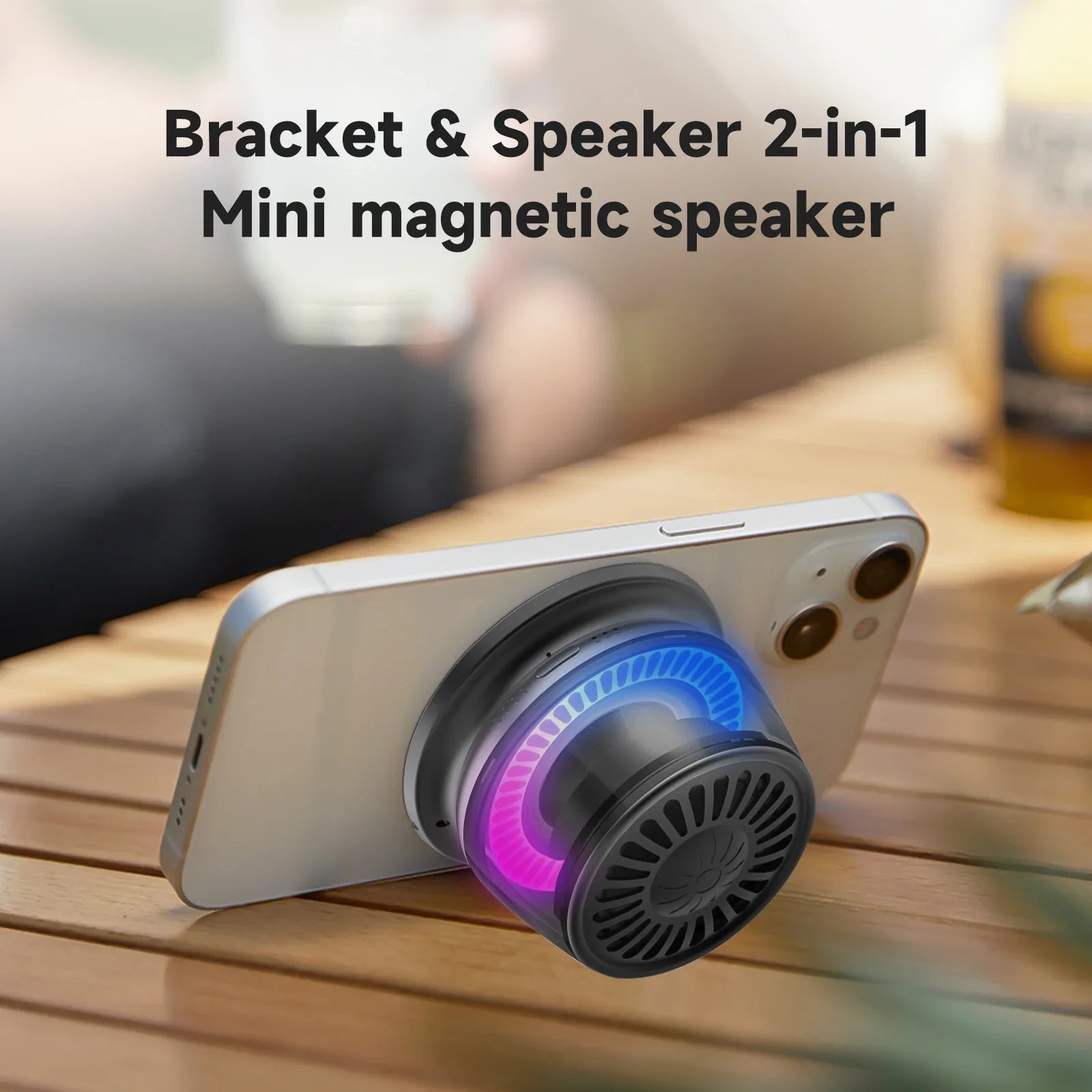 Wireless Bluetooth speaker Gift Magnetic bracket portable High-sound quality TWS interconnected LED color light mini speaker Lootquake LLC