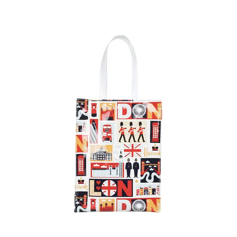 Cartton Print PVC Reusable Women's Shopping Bag Eco Friendly Flower Shopper Handbag Casual Female Student Shoulder Book Purse