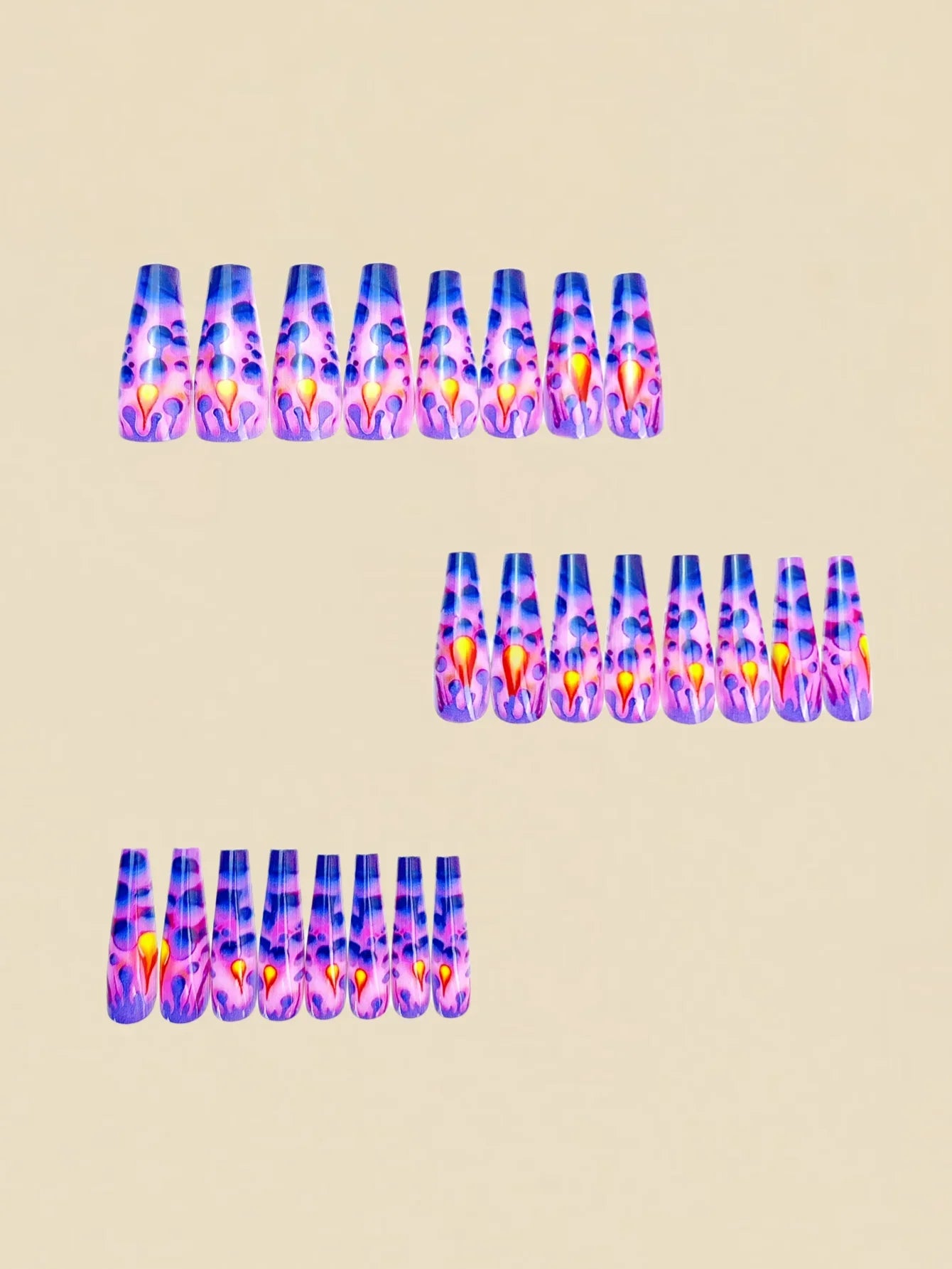 Long nail art patches with purple polka dots and a shiny, fashionable, individual and high-end feel. Detachable 24-piece nail ar Lootquake LLC