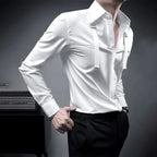 Fashion Unique Suspender Design Long-Sleeved Shirt Mens High-End 2024 Autumn New Trend Casual Solid Color Y2k Mens Shirt Lootquake LLC
