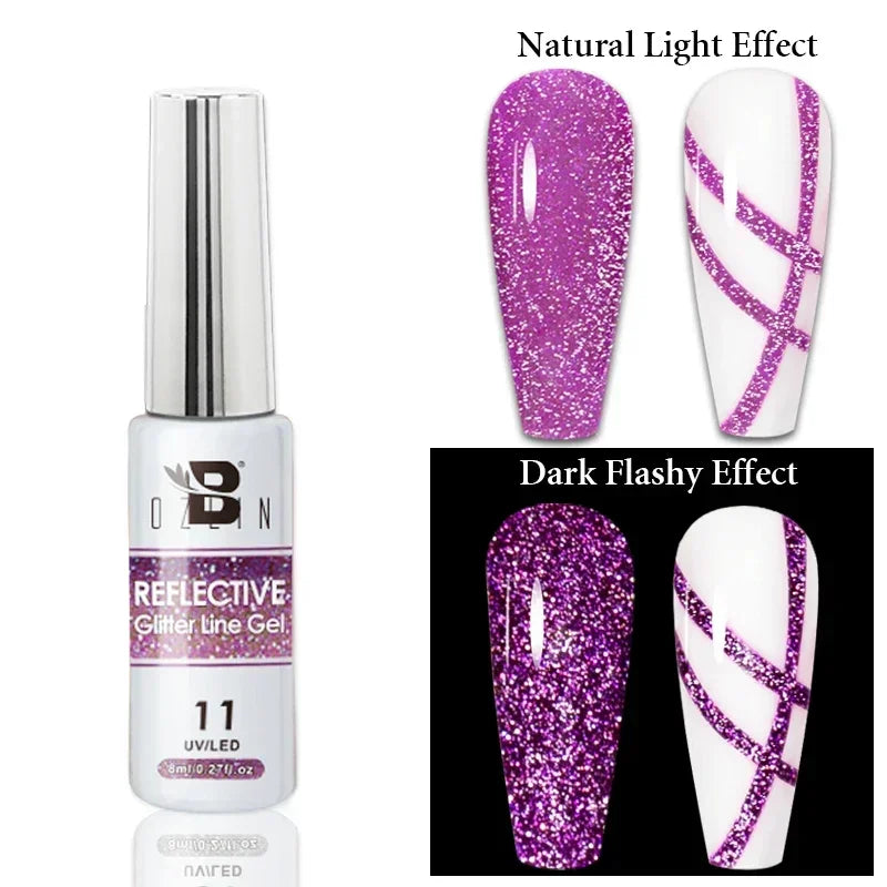 5ML Gold Silver Metallic Liner Paint Gel Polish Chrome Mirror Metal Effect Super Bright French UV LED Semi Permanent Nail Gel Lootquake LLC