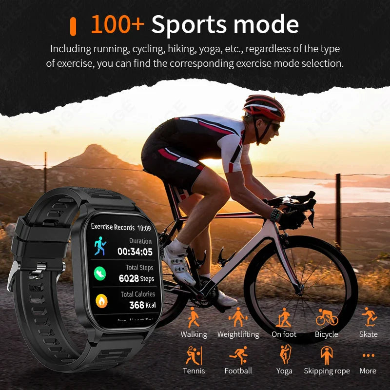 LIGE FlashSmart: 2 HD, AI, Sports & Health Tracker THRIXINE
