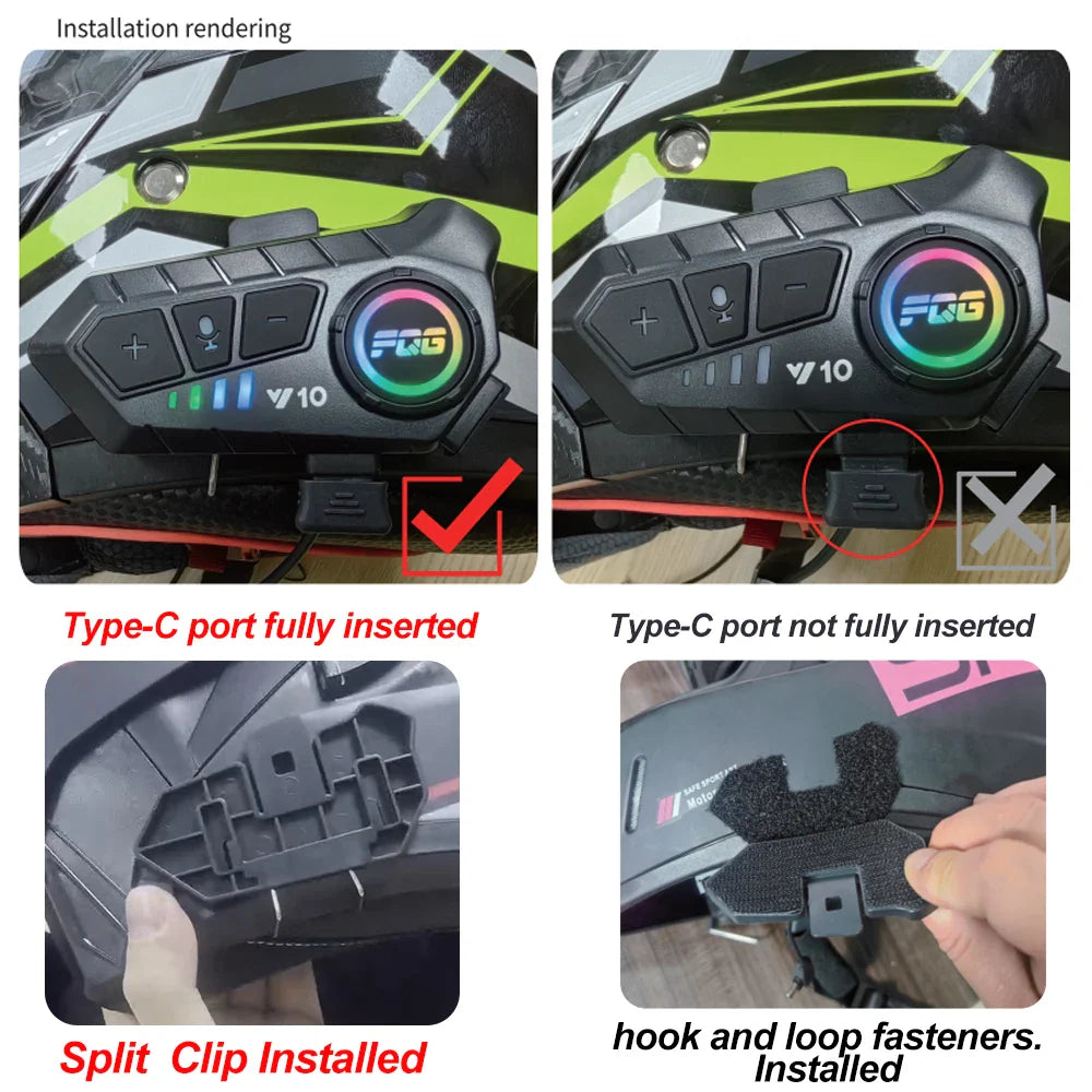Bluetooth 5.3 Helmet Headset Wireless Hands-free Call Phone Kit Motorcycle Waterproof Earphone MP3 Music Player Speaker for Moto Lootquake LLC