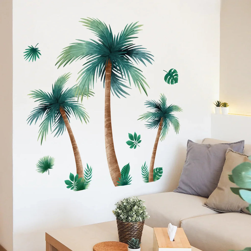 Giant Plant Palm Tree Vinyl Tile Wall Stickers For Bedroom Accessories Wallpaper Wall Decor Room Decor Living Room Decoration Lootquake LLC