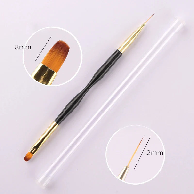 New Dual-ended Nail Brush Acrylic Nail Art Brushes Professional UV Gel Nail Polish Liner Flower Painting Drawing Manicure Tools Lootquake LLC