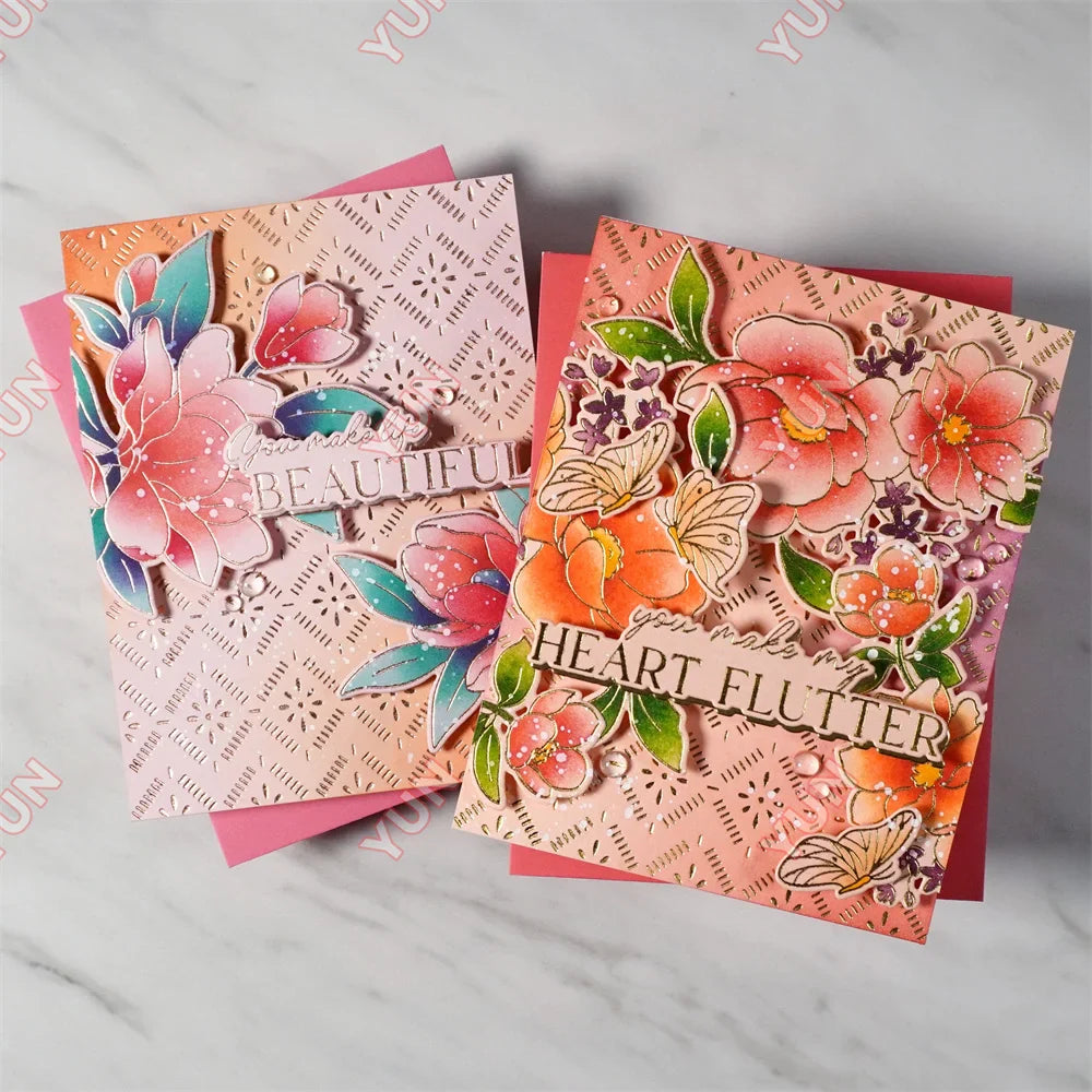 February 2025 New pink Floral Field Metal Cutting Dies Stamp Stencil Hot Foil Set DIY fresh Scrapbook Card Handmade Embossing Lootquake LLC