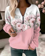 Women's Hoodies Women Fashion Floral Hoodies Flower Painting Sweatshirt Zip Up Hoodie Oversized Sudaderas Harajuku Coats Elegant Lootquake LLC