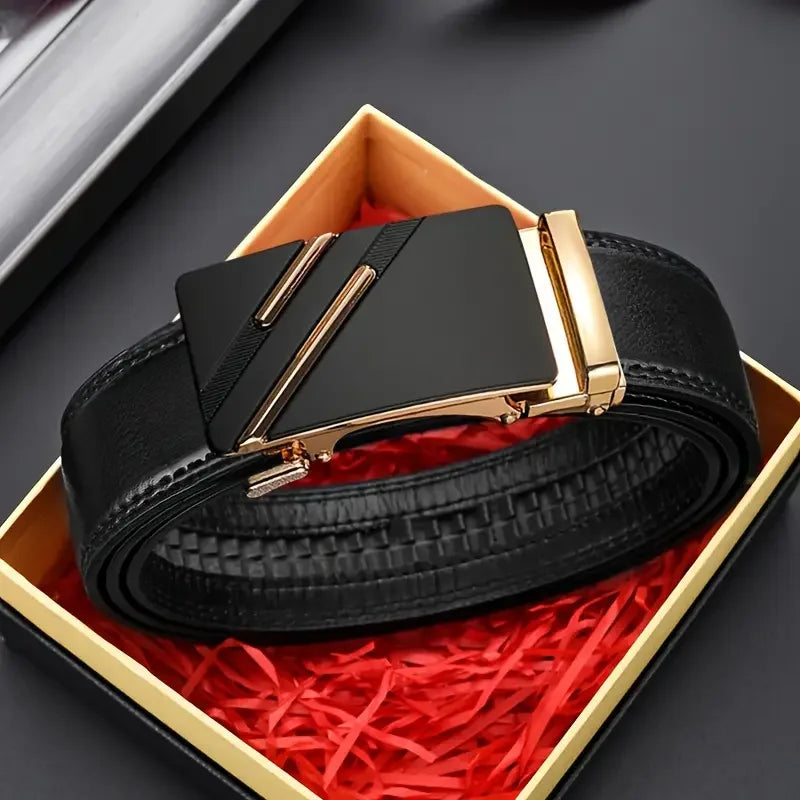 Fivela automática de metal masculino cinto de couro, cinta, marca, design de luxo, masculino Lootquake LLC
