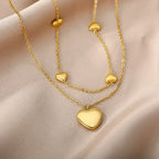 316L Stainless Steel Multilayer Heart Necklace For Women Girls Goth Gold Color Clavicle Chain Charm Choker Jewelry Birthday Gift