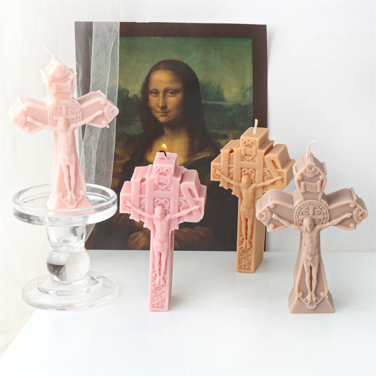 3D Jesus Cross Sculpture Candle Silicone Mold Resin Casting for Aroma Beads Soap DIY Handmade Decoration Gift Craft Lootquake LLC