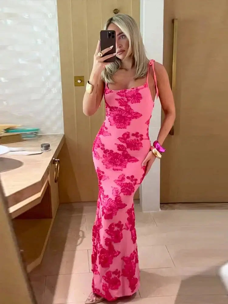 3D Flowers Mesh Patchwork Maxi Dresses Women Sleeveless Embroidered Floral Long Dress Elegant Evening Party Wedding Gowns