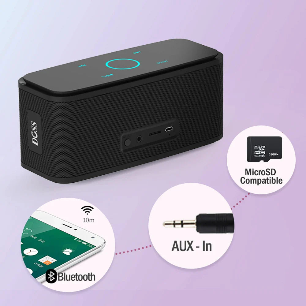 DOSS Wireless Bluetooth Speaker SoundBox BT 5.0 Touch Control Portable Music Sound Box 12W Stereo Sound IPX5 Waterproof Speakers Lootquake LLC