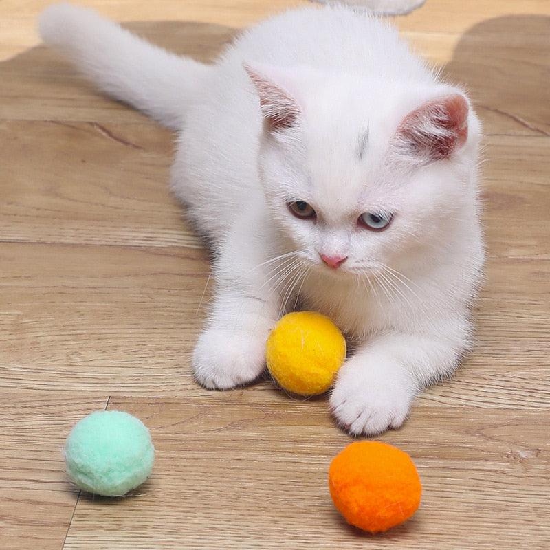 12Pcs/lot Funny Cat Toys Stretch Plush Ball Toys for Cats Colorful Interactive Cat Pom Pom Kitten Toy Pet Supplies  Plush Balls for Training and Kitten Play Stevvex