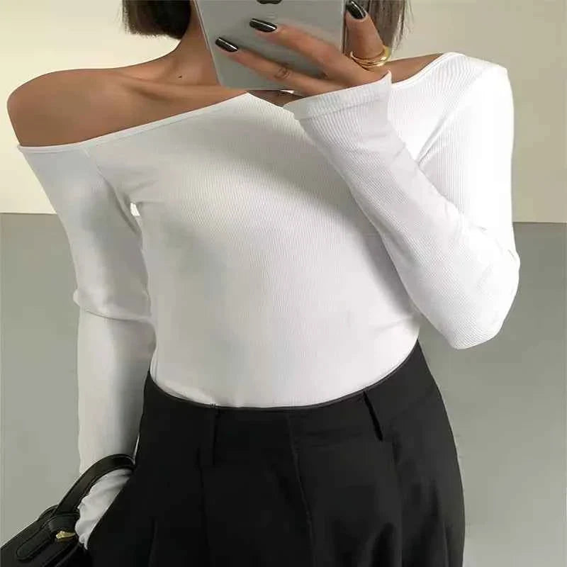 Sleek Spring Off-Shoulder Slim Crop Top