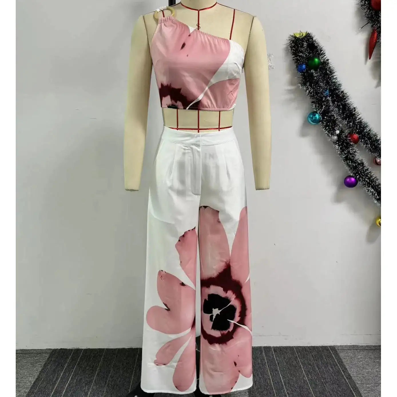 2 Piece Women Sets 2024 New Arrival Summer Autumn Matching Printing Two Pieces Sets Sleeveless Top And Pants Suits Outfits