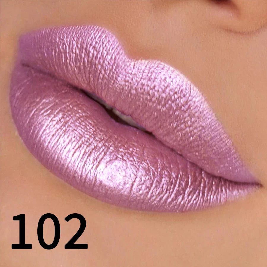 19 colors glitter lipstick hydrating red pink sparkling shine lip color highly pigmented lip tints metallic finish lip makeup Lootquake LLC