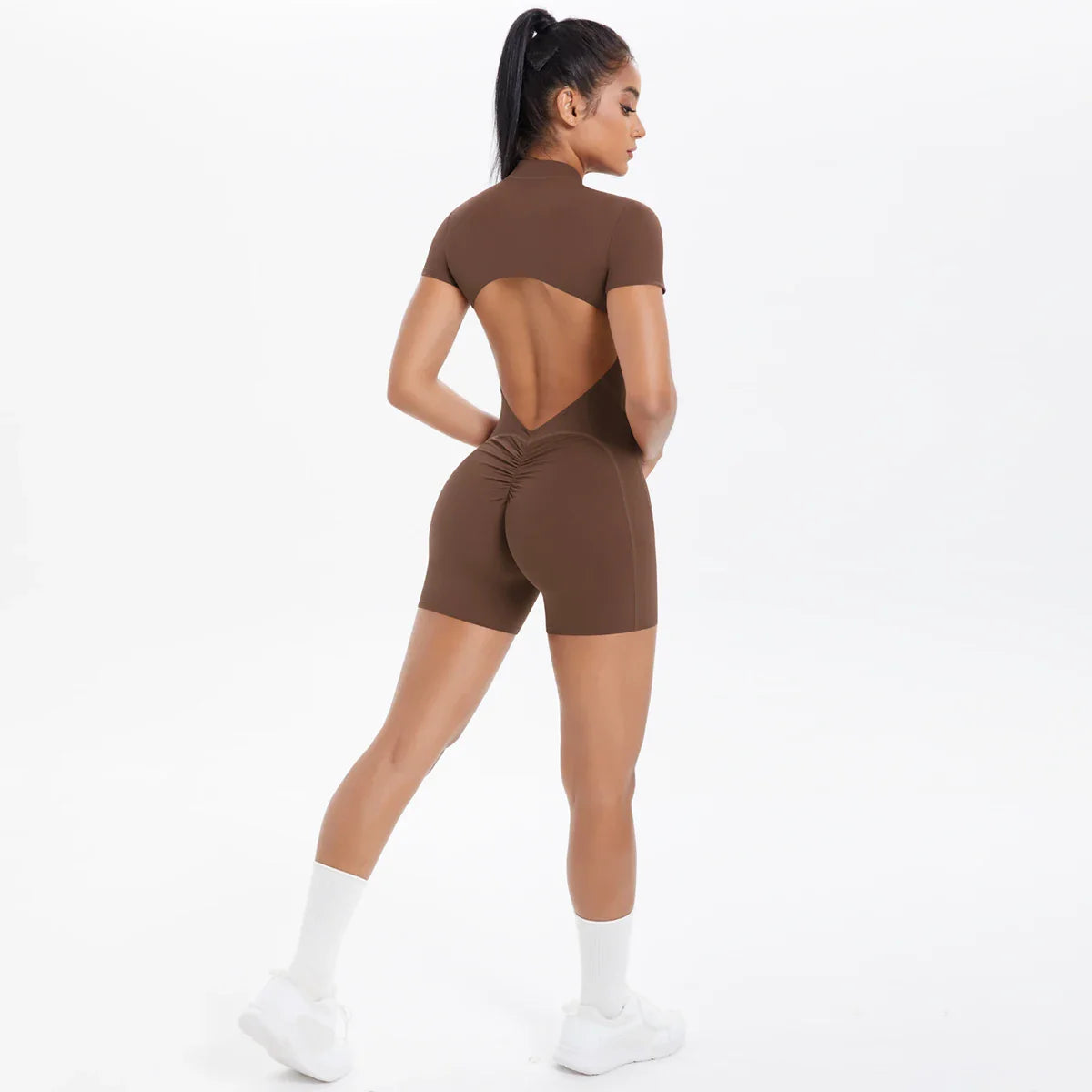 FlexiFit Backless Zip Jumpsuit - Women's Yoga Wear THRIXINE